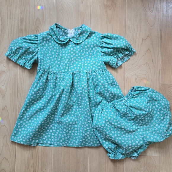 Vintage Ceil Ainsworth green 3-piece floral prairie apron dress set - Picture 2 of 11